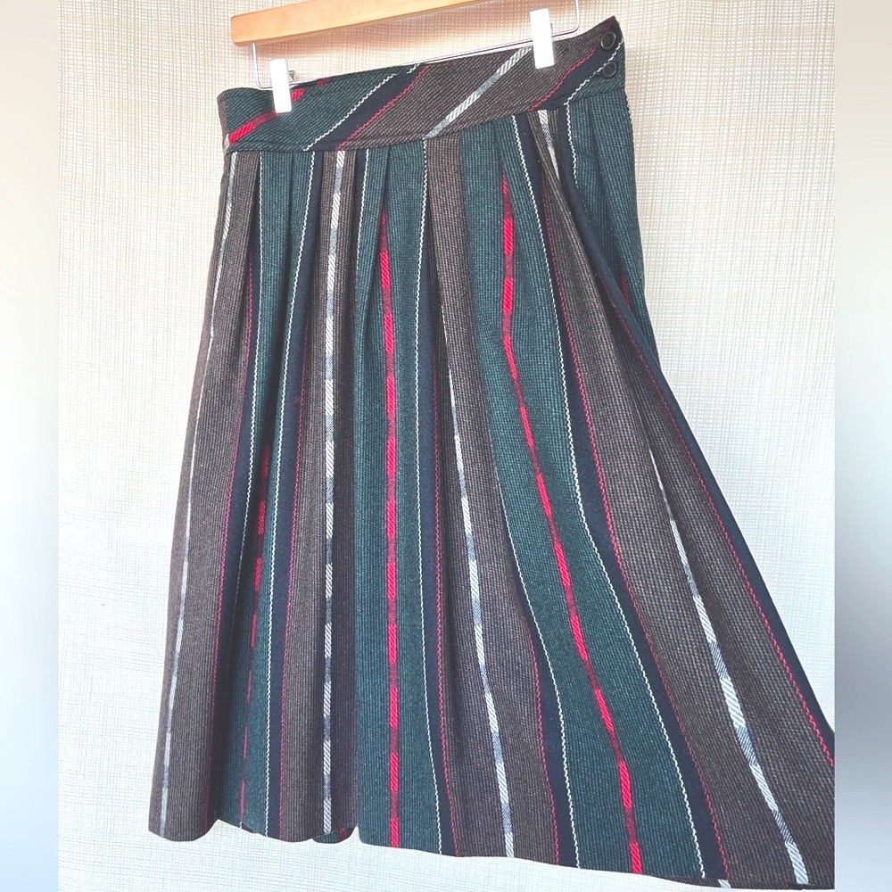 Vintage DVF Plaid Wool Midi Skirt Pockets Preppy Boho Whimsigoth Cottagecore
